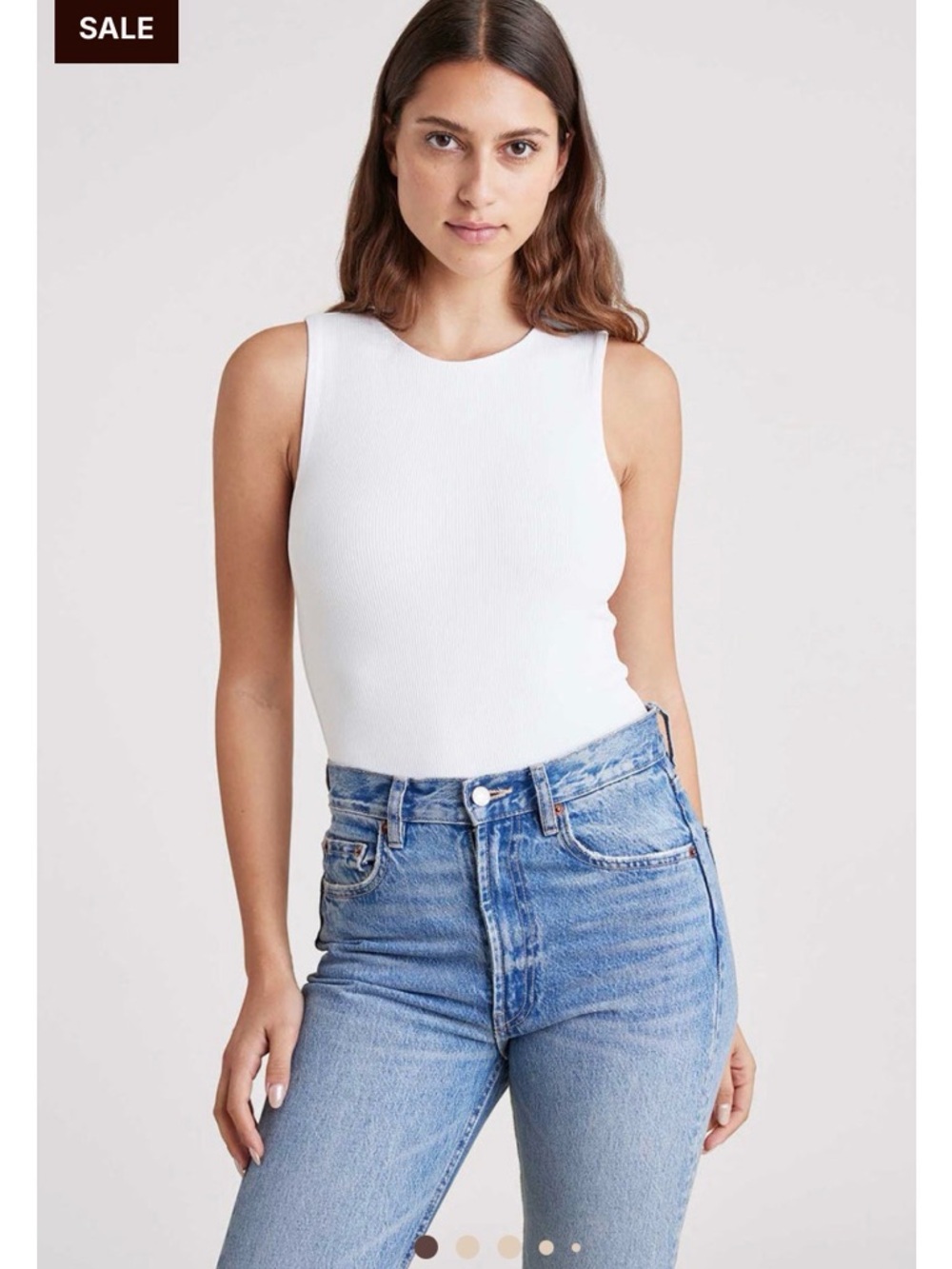 nuuds White Ribbed Sleeveless Bodysuit NWT medium